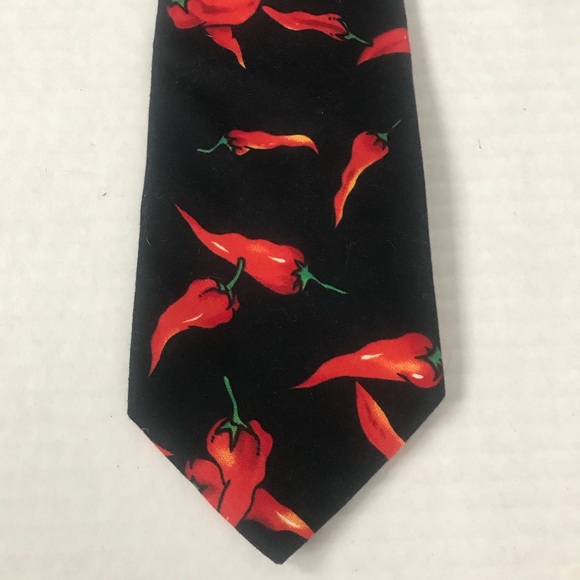 Tie Red Hot Chile Peppers on Black Cotton by Dem Crazy - Picture 7 of 10